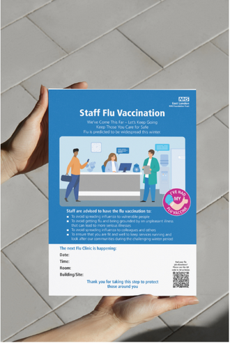 ELFT Flu Campaign posters and handhelds